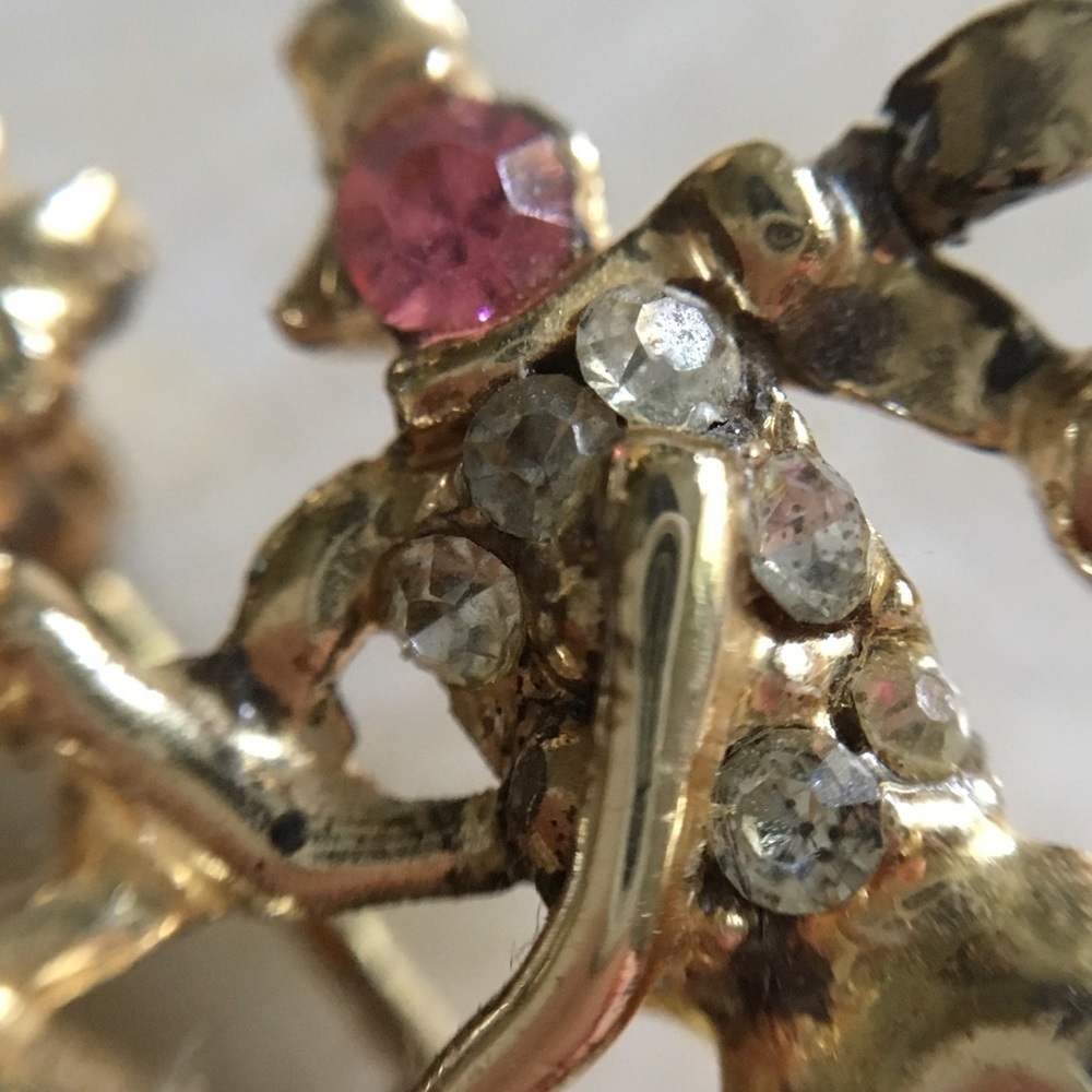 Vintage Goldtone Boy & Girl Dutch Skater Dancer Rhinestone Brooch - Picture 5 of 7